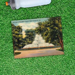 Fontän i Forsyth Park Savannah GA Historisk Vykort