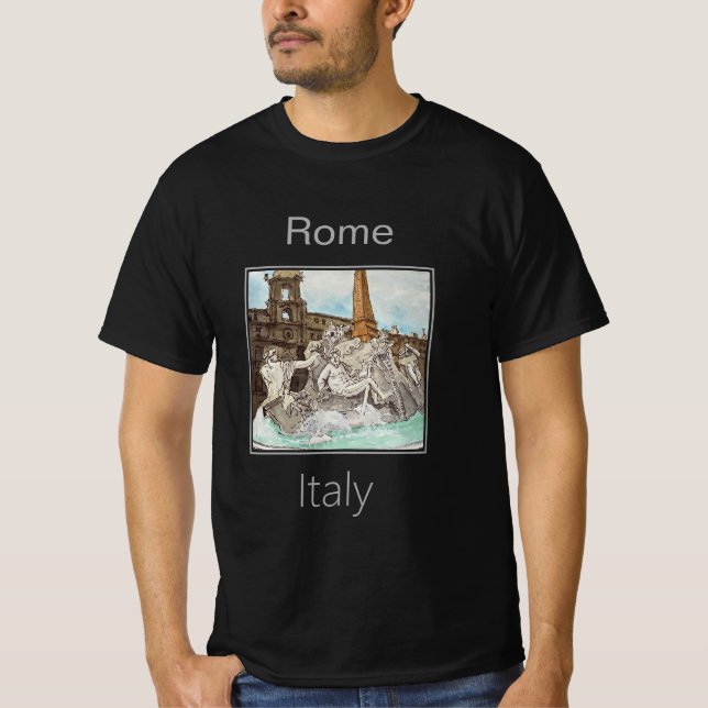 Fontän i fyra floder i Piazza Navona T Shirt (Framsida)