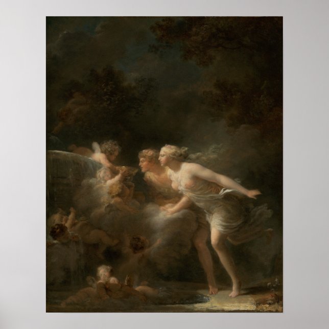 Fontän i Kärlek av Jean-Honore Fragonard Poster (Framsidan)