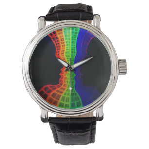 Fontän i kärlek fluorescerande färglösa regnbåge armbandsur