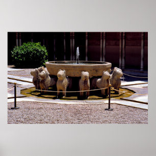 Fontän i Lejon, Alhambra, Granada. Poster