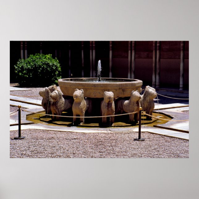 Fontän i Lejon, Alhambra, Granada. Poster (Framsidan)