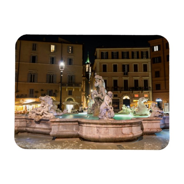 Fontän i Neptune i Piazza Navona - Rom Magnet (Horisontell)
