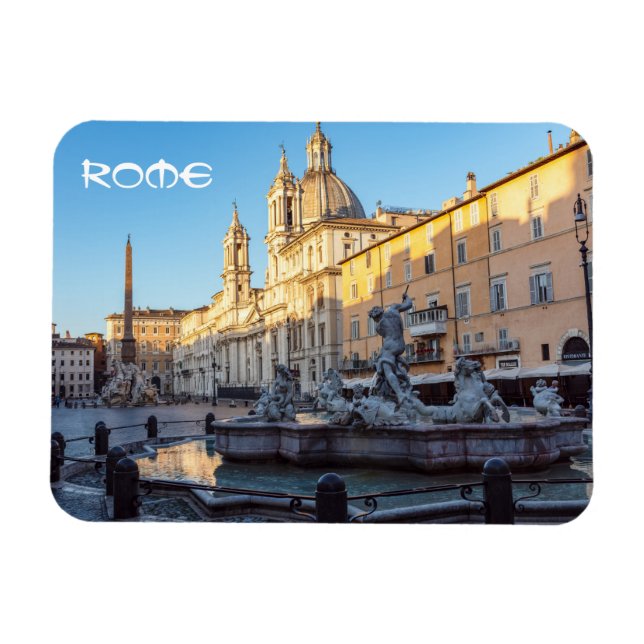 Fontän i Neptune i Piazza Navona - Rom Magnet (Horisontell)