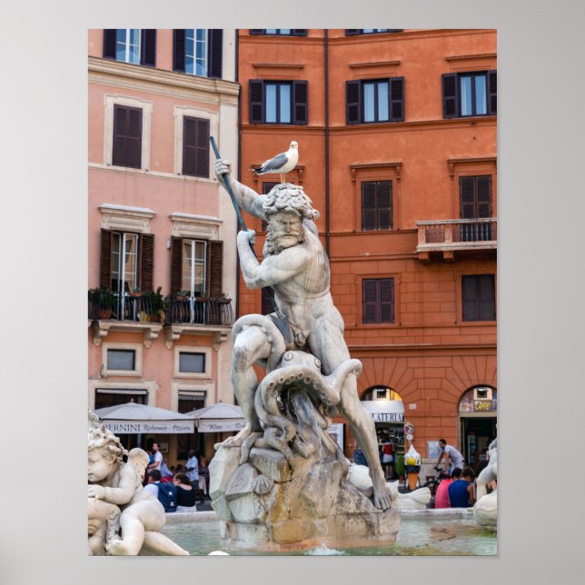 Fontän i Neptune i Piazza Navona - Rom Poster (Framsidan)