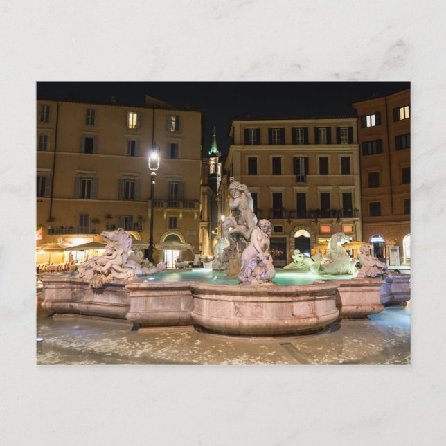 Fontän i Neptune i Piazza Navona - Rom Vykort (Framsida)