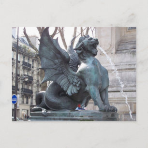 Fontän i Paris nära Notre Dame Vykort