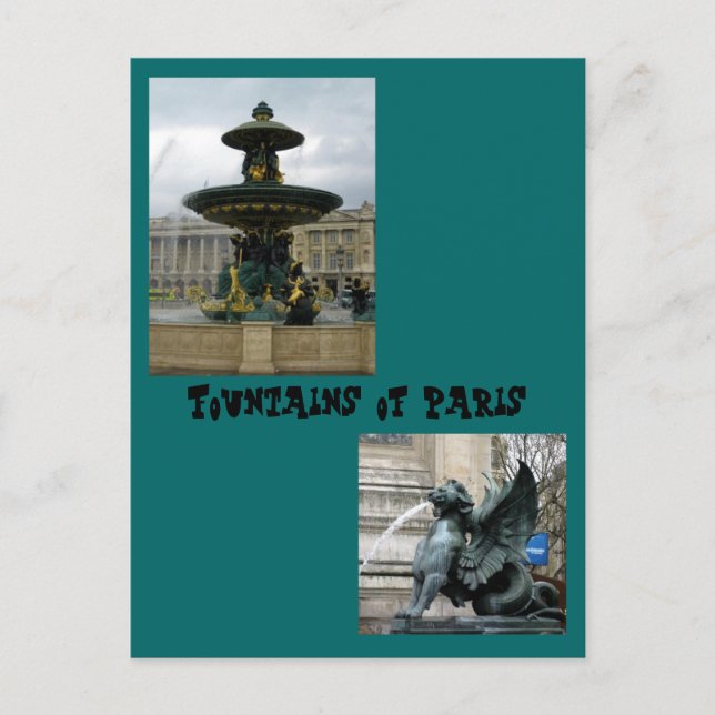 Fontän i Paris Vykort (Framsida)