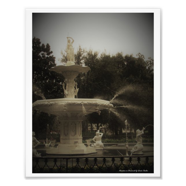 Fontän i Savannah av Linda Becker print Fototryck (Framsidan)