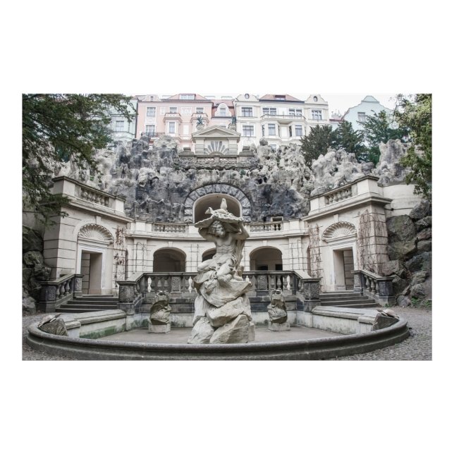 Fontän med Neptunstaty i Prag Fototryck (Framsidan)