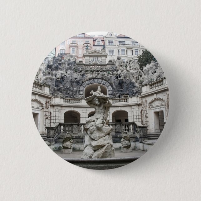 Fontän med Neptunstaty i Prag Knapp (Framsida)