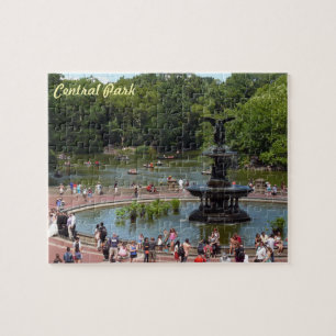 Fontän och sjö i Central Park, New York City Pussel