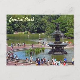 Fontän och Sjö i Central Park, New York City Vykort