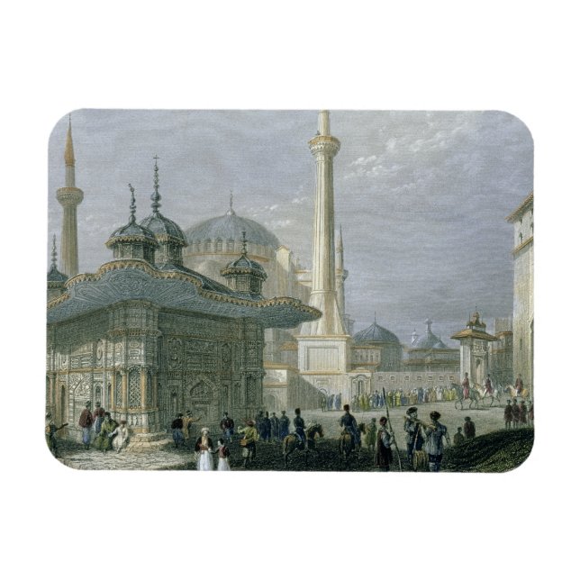 Fontän och Square of St Sophia, Istanbul, engra Magnet (Horisontell)