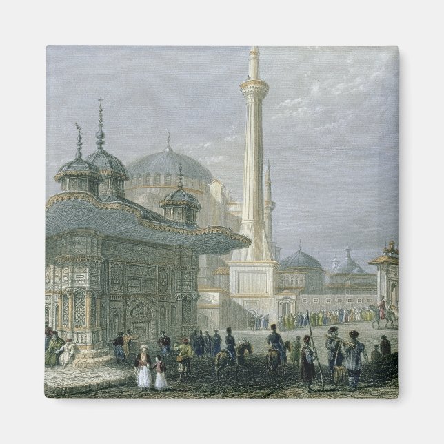 Fontän och Square of St Sophia, Istanbul, engra Magnet (Framsidan)