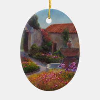 Fontän och trädgård på den Carmel beskickningen Julgransprydnad Keramik