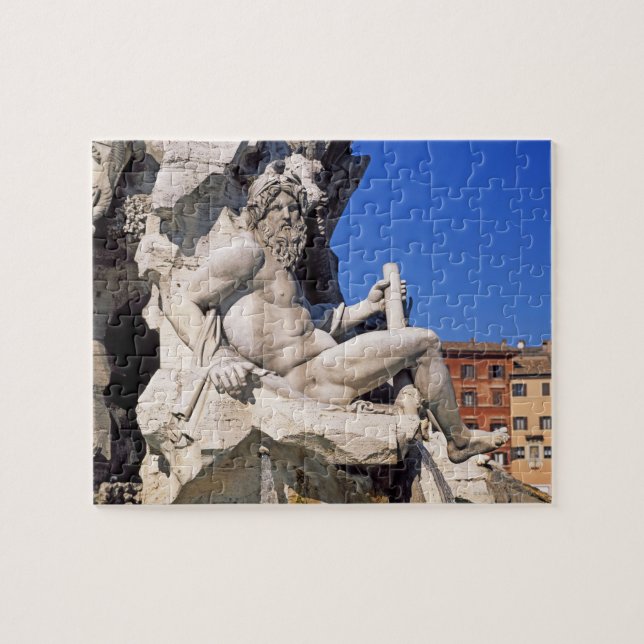 Fontän om fyra floder på Piazza Navona. Rom Pussel (Horisontell)