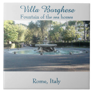 Fontän om havshästar, Villa Borghese Garden Kakelplatta