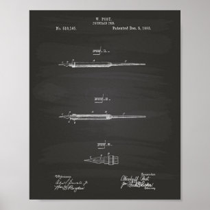 Fontän Pen 1893 Patent Art Chalkboard Poster