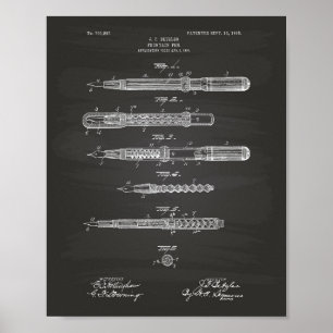 Fontän Pen 1905 Patent Art Chalkboard Poster