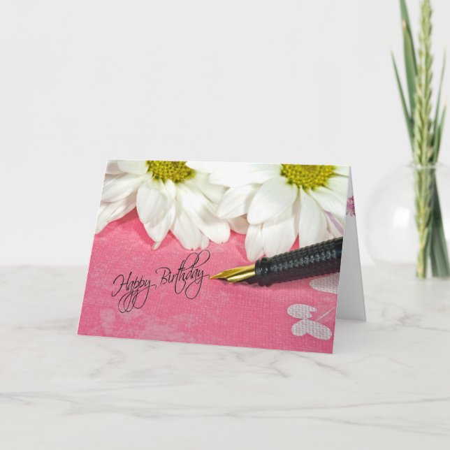 Fontän Pen Birthday-meddelande Kort (Framsida)