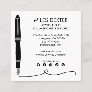 Fontän Pen Namnteckning Logotyp Notary Public Lega Fyrkantigt Visitkort