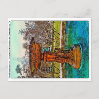 Fontän vid Gamla Domstol, Fredericksburg, TX Vykort