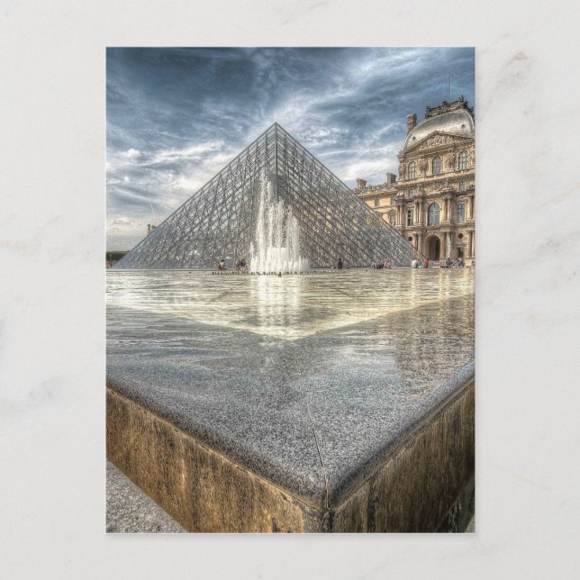 Fontän vid Louvre, Paris Frankrike Vykort (Framsida)
