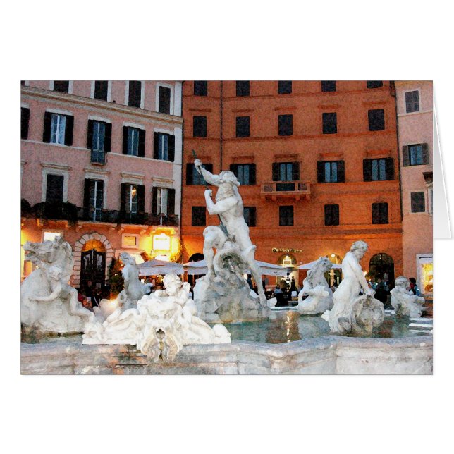 Fontän vid Navona Square Hälsningskort (Framsidan Horizontal)
