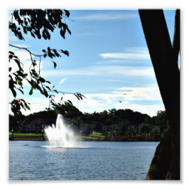 Fontän vid Sjö Spegel vid a Fototryck