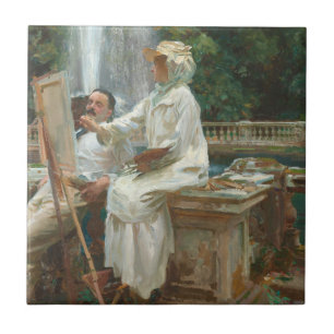 Fontän Villa Torlonia Frascati, Italien av Sargent Kakelplatta