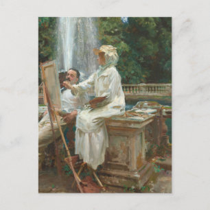 Fontän Villa Torlonia Frascati, Italien av Sargent Vykort