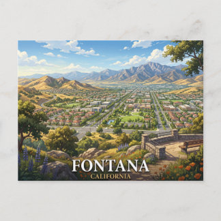 Fontana California Resa | Naturskön Stadssilhuett Vykort