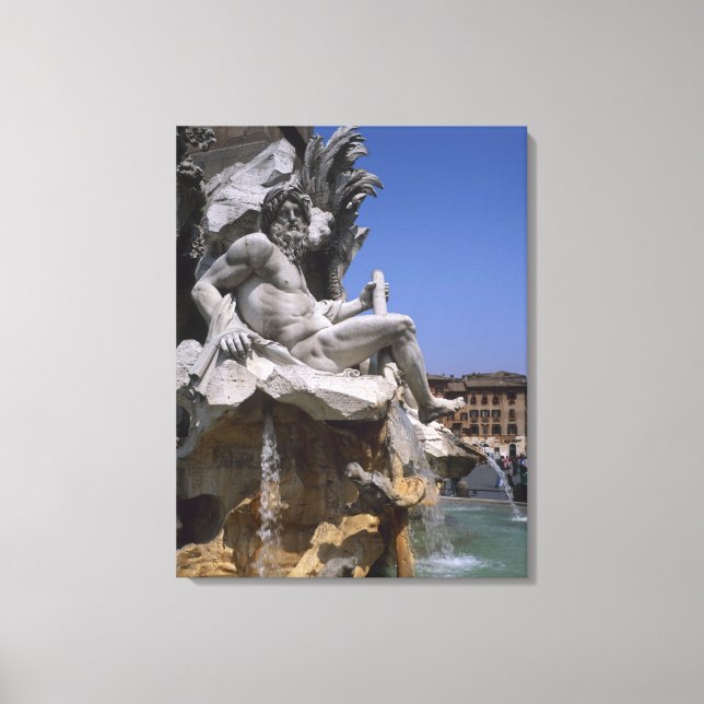 Fontana dei Quattro Fiumi, Piazza Navona, Rom, Canvastryck (Framsida)