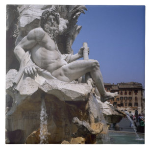 Fontana dei Quattro Fiumi, Piazza Navona, Rom, Kakelplatta