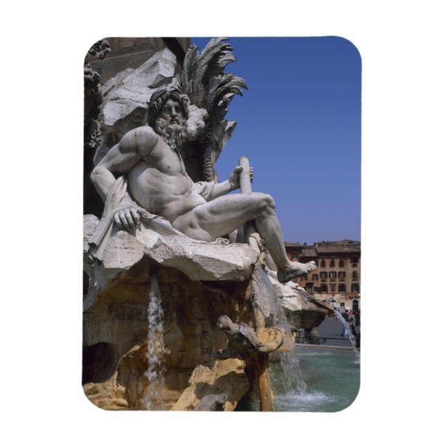 Fontana dei Quattro Fiumi, Piazza Navona, Rom, Magnet (Vertikal)