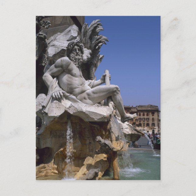 Fontana dei Quattro Fiumi, Piazza Navona, Rom Vykort (Framsida)
