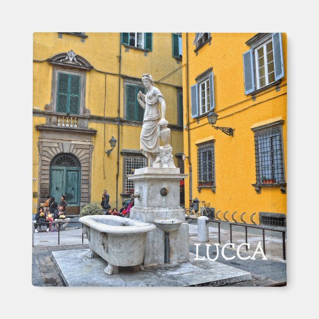 Fontana della Pupporona, Lucca, Italien Magnet (Framsidan)