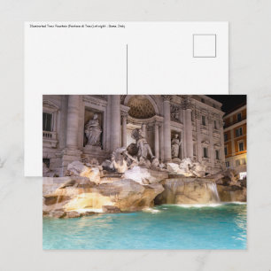 Fontana di Trevi på natten - Rom, Italien Vykort