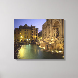 Fontana di Trevi på natten, Rom, Lazio, Italien Canvastryck