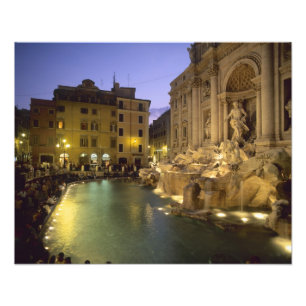 Fontana di Trevi på natten, Rom, Lazio, Italien Fototryck