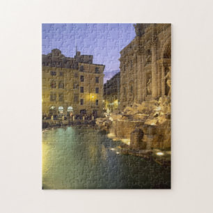 Fontana di Trevi på natten, Rom, Lazio, Italien Pussel
