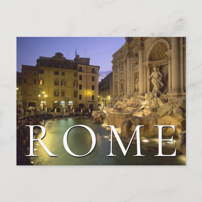 Fontana di Trevi på natten | Rom, Lazio, Italien Vykort (Framsida)