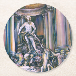 Fontana Di Trevi, romer, Italien Underlägg Papper Rund