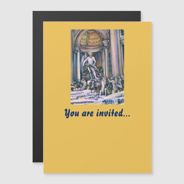 Fontana Di Trevi, romer Magnetisk Inbjudningskort (Fram/baksida)