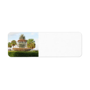 Fontänen för Charleston SC-ananas, strand parker Returadress Etikett