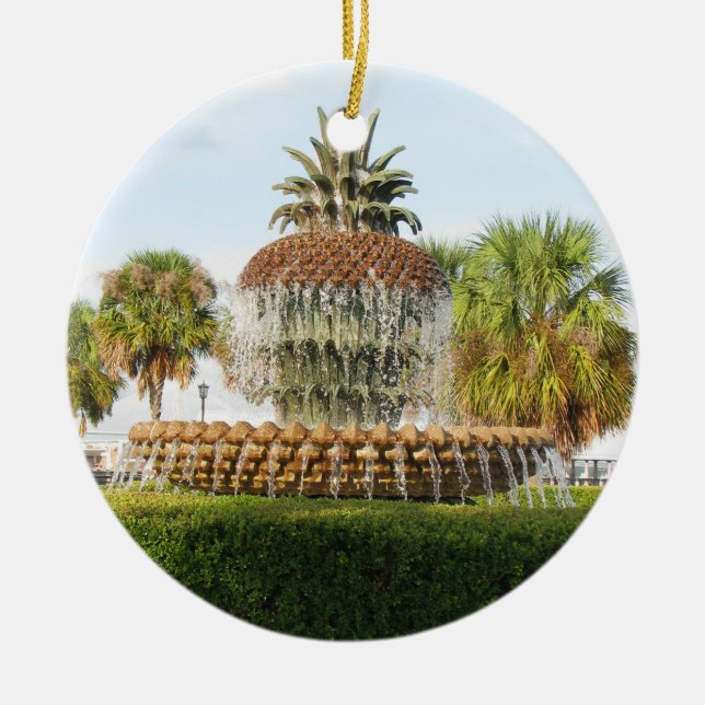 Fontänen för Charleston SC-ananas, strand parkerar Julgransprydnad Keramik (Framsidan)
