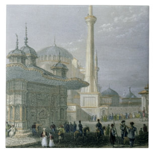 Fontänen och kvadrerar av St. Sophia, Istanbul, Kakelplatta