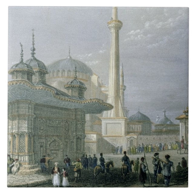 Fontänen och kvadrerar av St. Sophia, Istanbul, Kakelplatta (Framsidan)