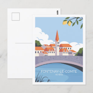 Fontenay le comte Berömd Travel Ställe Illustratio Vykort